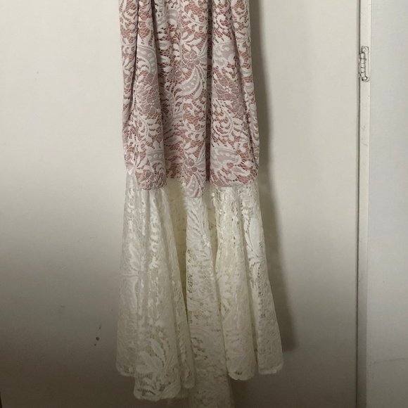Jarlo Delilah Bardot Lace High Low Midi Dress NWT - Picture 5 of 6